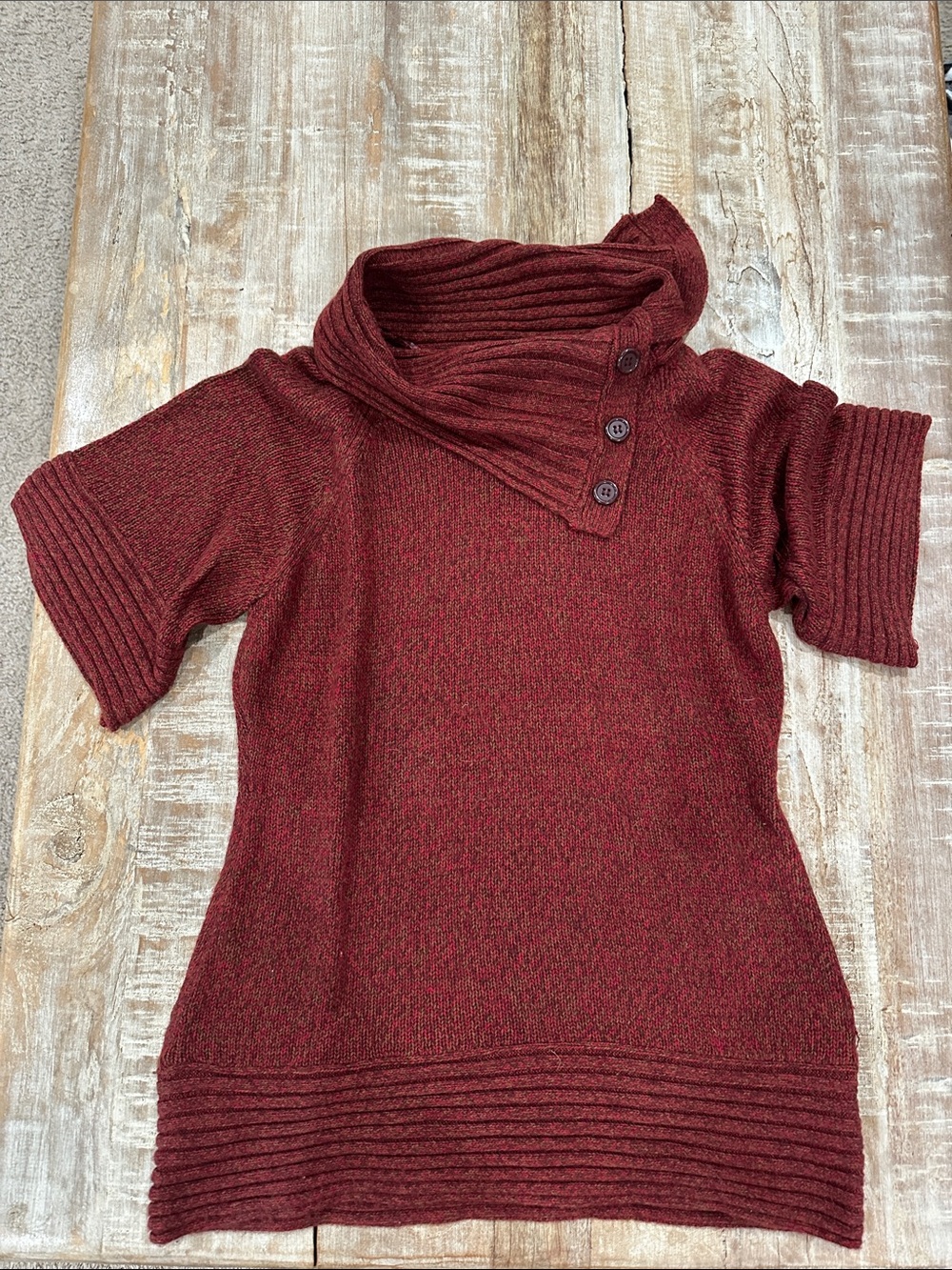 The Limited Burgundy Short-Sleeve Cowl Neck Sweater